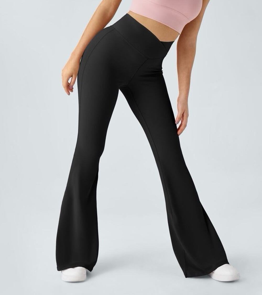Halara Women’s Black Flare Stretch Leggings Solid Regular Size S